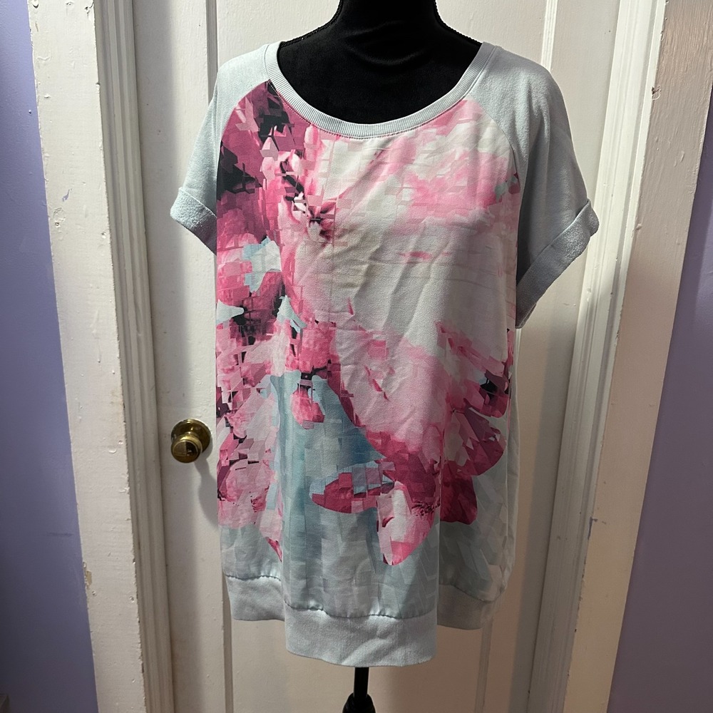 Lane Bryant Blue Floral Short Sleeve Top in‎ 18/20